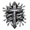 Rosary with cross wrapped tattoo design idea