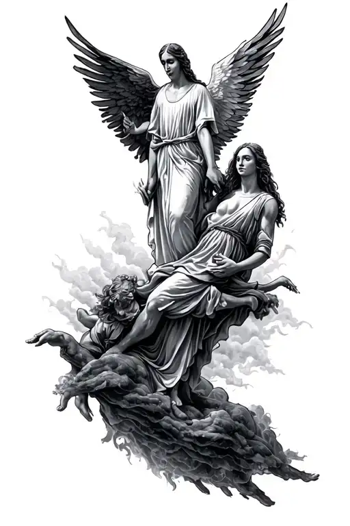 ascending to heaven tattoo design idea