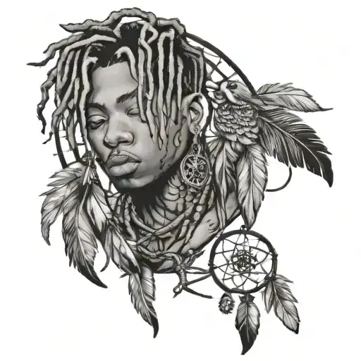 juice WRLD with dream catcher tattoo design idea