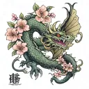 dragon and cherry blossom tree tattoo design idea