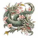 dragon and cherry blossom tree tattoo design idea