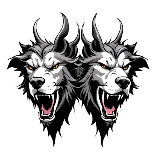 cerberus heads tattoo design idea