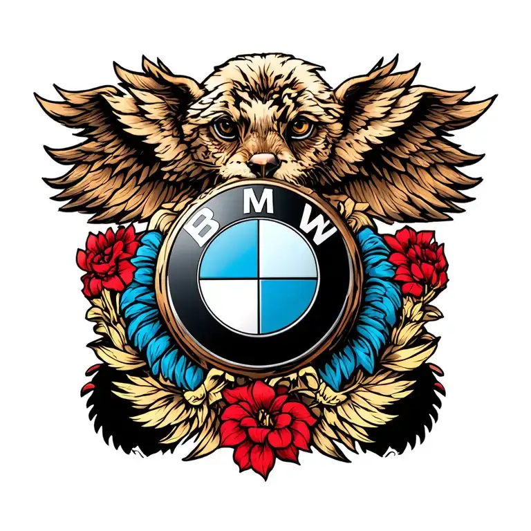 bmw logo integrated tattoo design idea