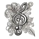 treble clef with intials J Y letters forming tattoo design idea