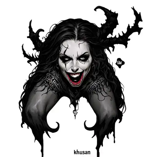 slutty demonic crotch tattoo with word khusan to show ownership of my slutty girlfriend tattoo design idea
