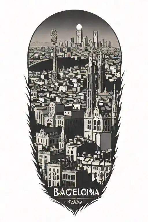 Barcelona skyline tattoo tattoo design idea