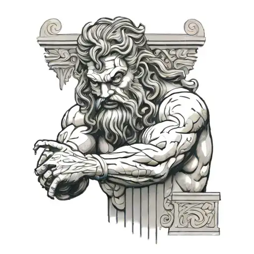 samson breaking the pillars tattoo design idea