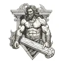 samson breaking the pillars tattoo design idea