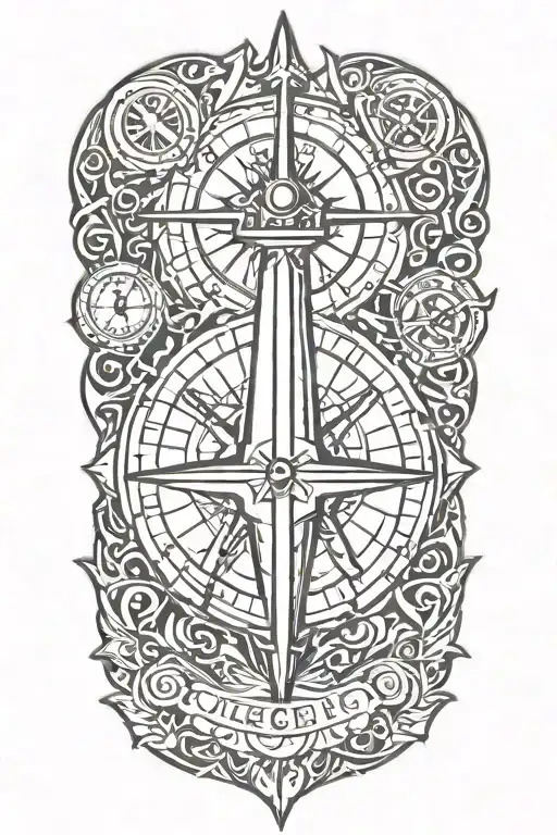We proceeded with a trident, a submarine and a compass tattoo design idea
