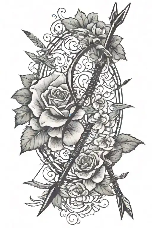 Bow and Arrow simple tattoo design idea