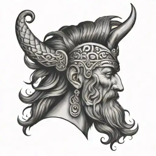 Northern Mythology Head Side tattoo design idea