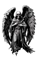 grim reaper with angel wings spread tattoo design idea