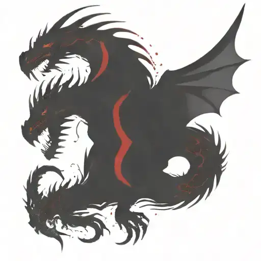bipolar affectivity dragon two heads looking tattoo design idea
