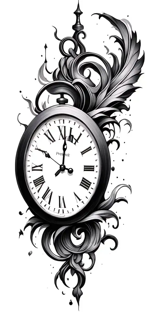 clock inside tattoo design idea