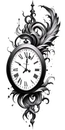 clock inside tattoo design idea
