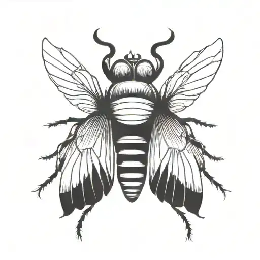 blow fly tattoo for neck, symetrical, black and white, no legs tattoo design idea