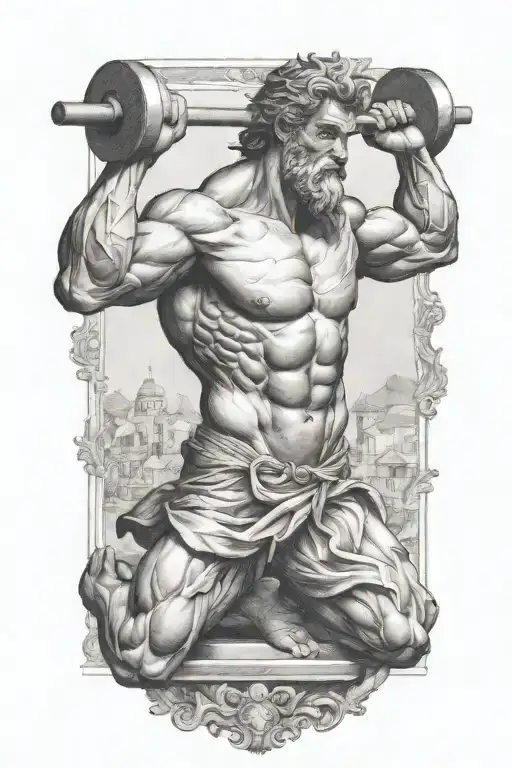 Atlas greek god lifting weights tattoo design idea