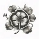 5 Leaf Clover, with black clover anime inspiration tattoo design idea