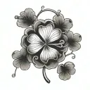 5 Leaf Clover, with black clover anime inspiration tattoo design idea