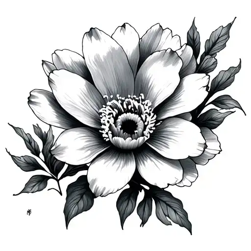 , create a picture of a black white tattoo sketch with 2-3 colors of anemone very thinly and delicate in the style of sketches (careless lines p tattoo design idea