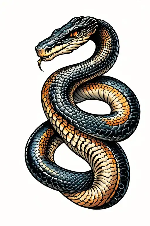cobra snake facing each other tail going tattoo design idea