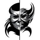 omni mask split in half tattoo design idea