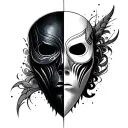 omni mask split in half tattoo design idea