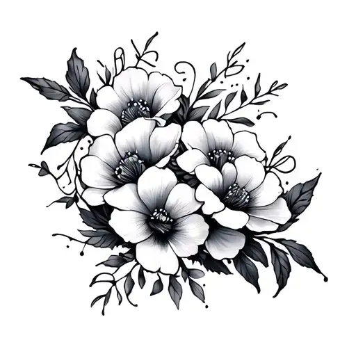 roman numerals with flowers tattoo design idea