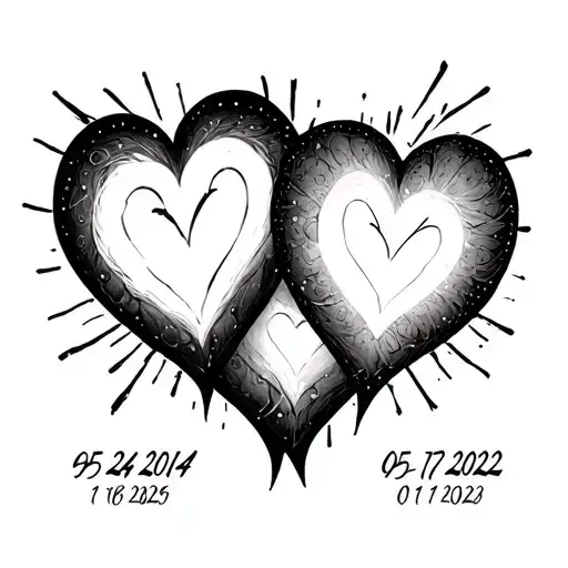 4 hearts connecting with date 05 24 2014, 01 17 2020, 01 18 2021, 05 23 2022 tattoo design idea