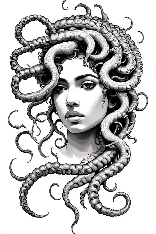 African American Medusa tattoo design idea