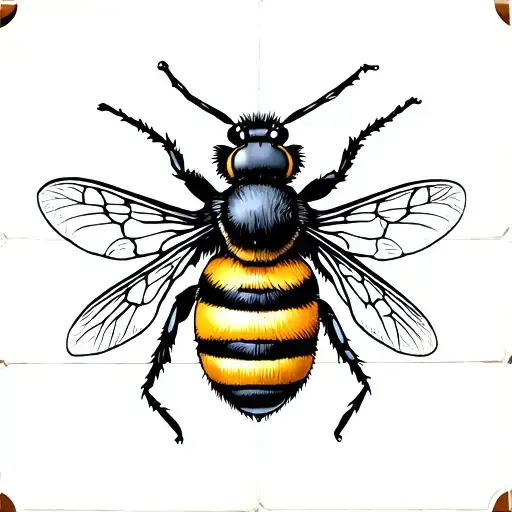 portugal tile tattoo with bumble bee tattoo design idea