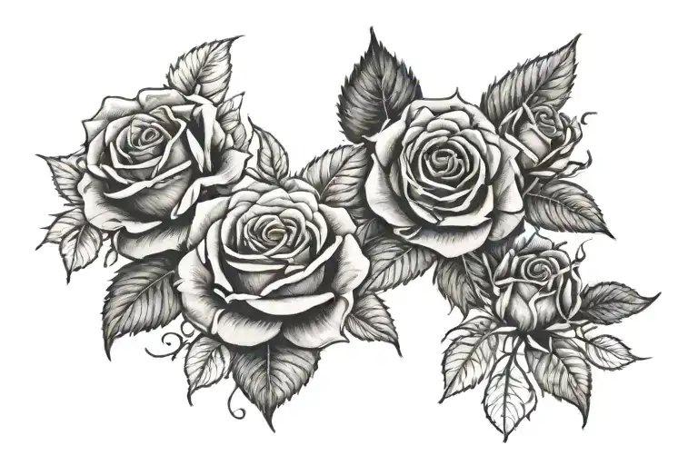 roses, sunflowers, a penny, tattoo design idea