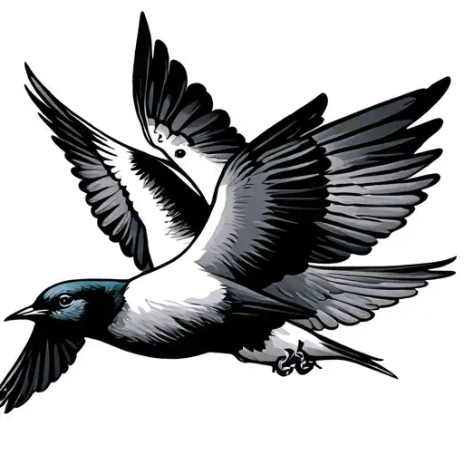 three retro swallows flying tattoo design idea