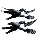 three retro swallows flying tattoo design idea