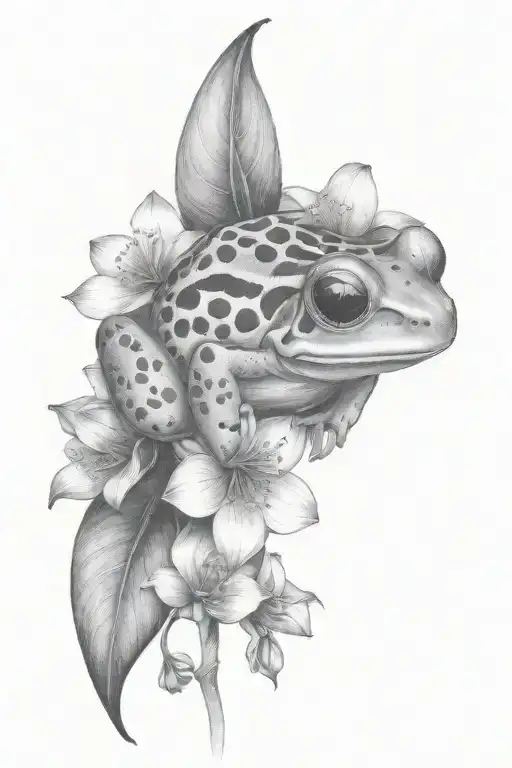 botanic sweet frog illustration tattoo design idea