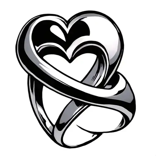 heart -shaped compromise ring tattoo design idea