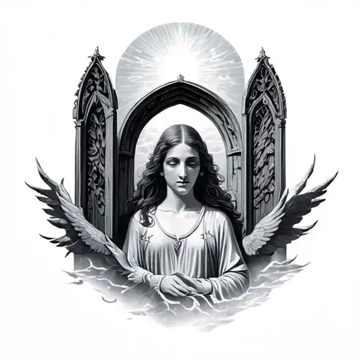 looking into gates of heaven  tattoo design idea