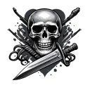 Skull And  commando dagger tattoo design idea