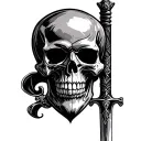 Skull And  commando dagger tattoo design idea
