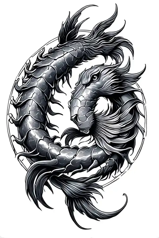 Pisces Scorpio Leo zodiac symbol intertwined tattoo design idea