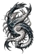 Pisces Scorpio Leo zodiac symbol intertwined tattoo design idea