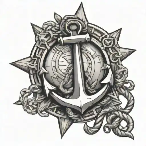 Anchor with a nautical star tattoo design idea