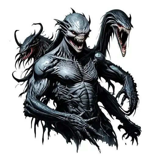 Resident evil monsters emerged in one body tattoo design idea
