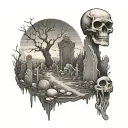 Graveyard tattoo design idea