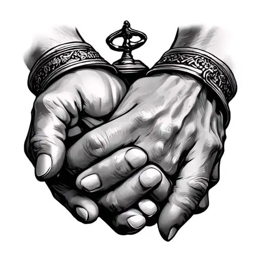 scale law in hand holding hands tattoo design idea