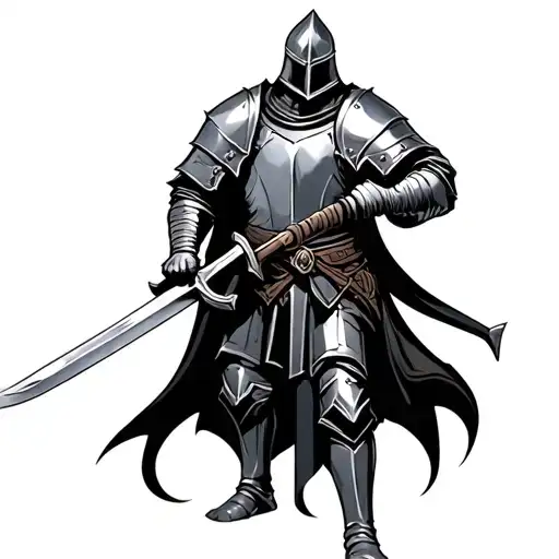 wounded crusader knight holding a sword tattoo design idea