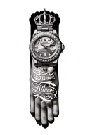 Billionaire written, wrist tattoo with rolex crown tattoo design idea