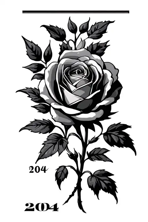 "2004" Date 2004, Rose flower tattoo design idea