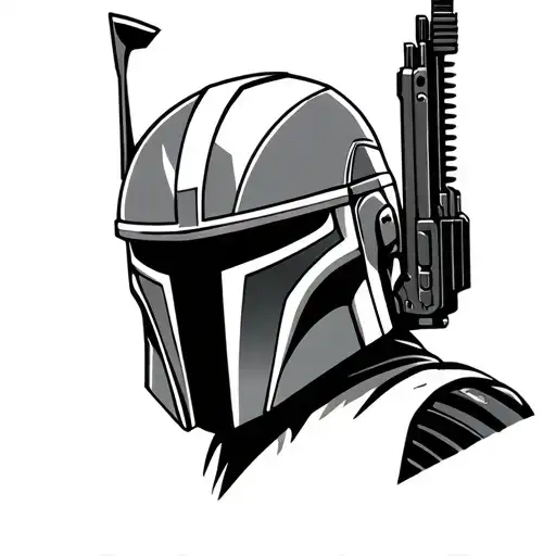 mandalorian helmet with guns tattoo design idea