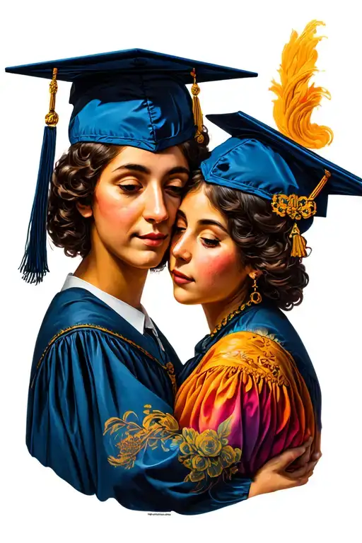 Two Soul Forms in an Embrace (sister hugging me in my cap and gown im on inner she on the otter of my bicep)Abstracted tattoo design idea